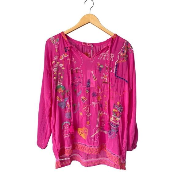 Johnny Was Pink Zadonia Embroidered Blouse - Picture 5 of 12